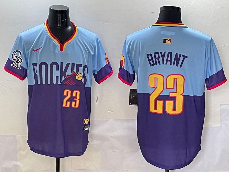 Men Colorado Rockies #23 Bryant Purple blue Joint Name 2025 Nike MLB Jersey style 3